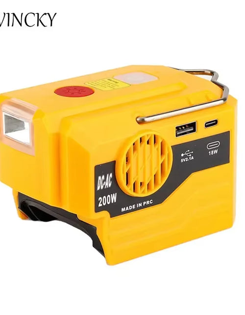 Load image into Gallery viewer, PowerPro Dewalt Battery Inverter – 18V-20V DC to 120V/220V AC with Dual USB, Ultimate Outdoor Power Adapter