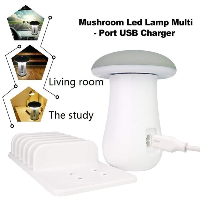 Mushroom Lamp USB Charger 🍄 Fast QC 3.0 & LED Light