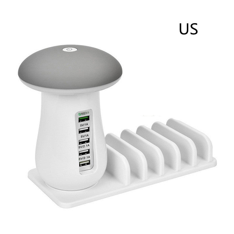 Mushroom Lamp USB Charger 🍄 Fast QC 3.0 & LED Light