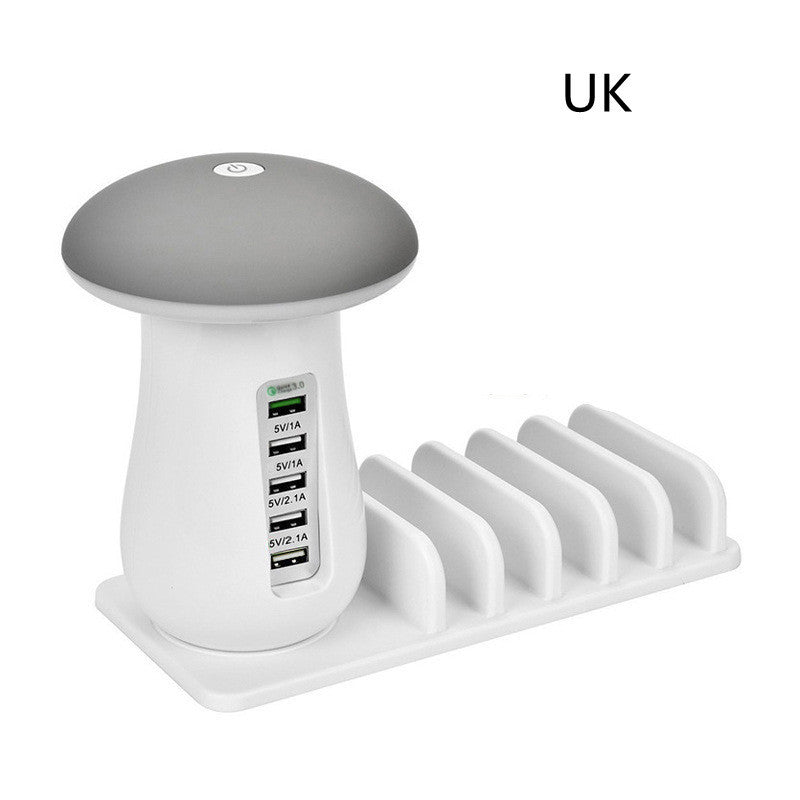 Mushroom Lamp USB Charger 🍄 Fast QC 3.0 & LED Light