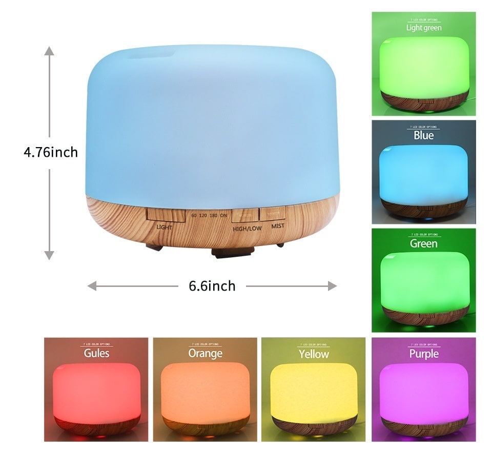 Color Changing Essential Oil Diffuser 🌿 500ml & Remote