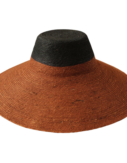 Load image into Gallery viewer, RIRI DUO Jute Handwoven Straw Hat in Burnt Sienna &amp; Black
