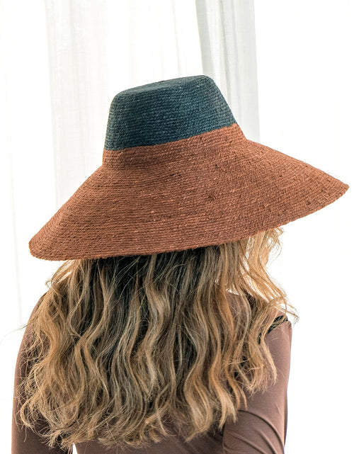 Load image into Gallery viewer, RIRI DUO Jute Handwoven Straw Hat in Burnt Sienna &amp; Black
