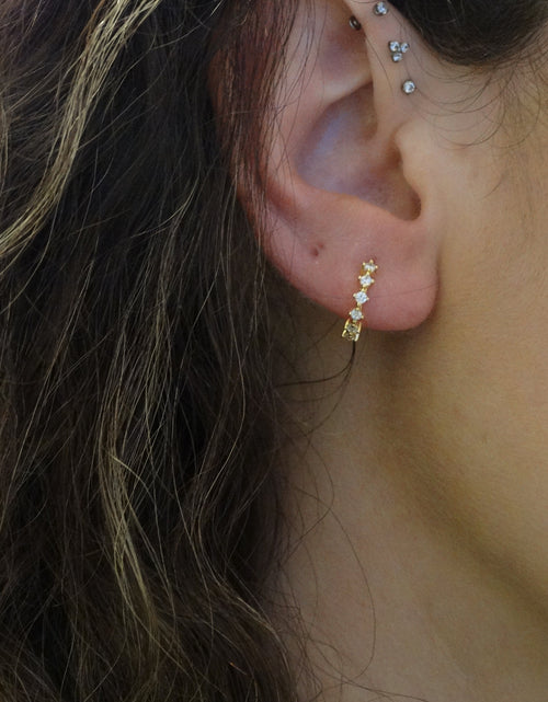 Load image into Gallery viewer, Kelly Huggies 💎 White Zirconia | Everyday Sparkle Earrings
