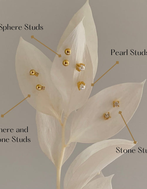 Load image into Gallery viewer, Pearl Stud Earrings ✨ Dainty 18K Gold-Plated Everyday Jewelry
